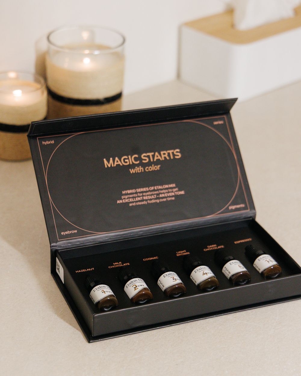 Coffret de pigments professionnels pour le maquillage permanent des sourcils